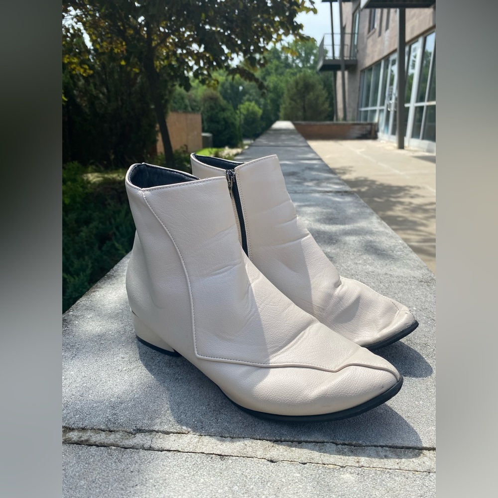 White Leather Ankle Boots
